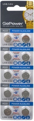 Батарейка GoPower LR1154 LR44 Аlkaline 1.5V  бл.10 шт