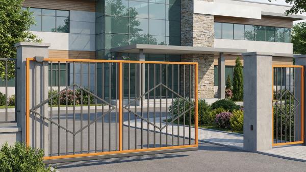 Откатные ворота на электропривоеде с калиткой